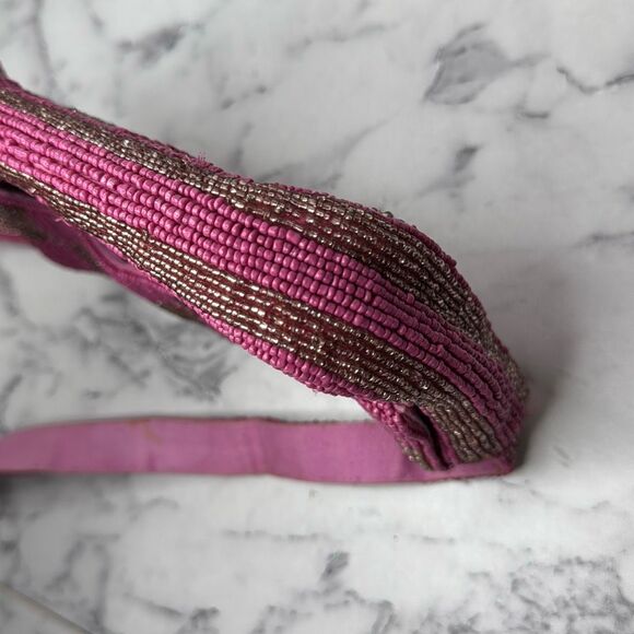 Anthropologie Pink and Brown Beaded Shoulder Bag - Picture 4 of 9